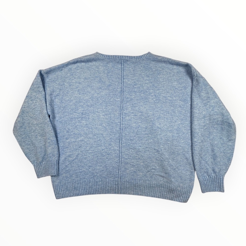 Vince Camuto V-Neck Sweater Women XL Blue Relaxed Seam Detail Pullover - Picture 4 of 11